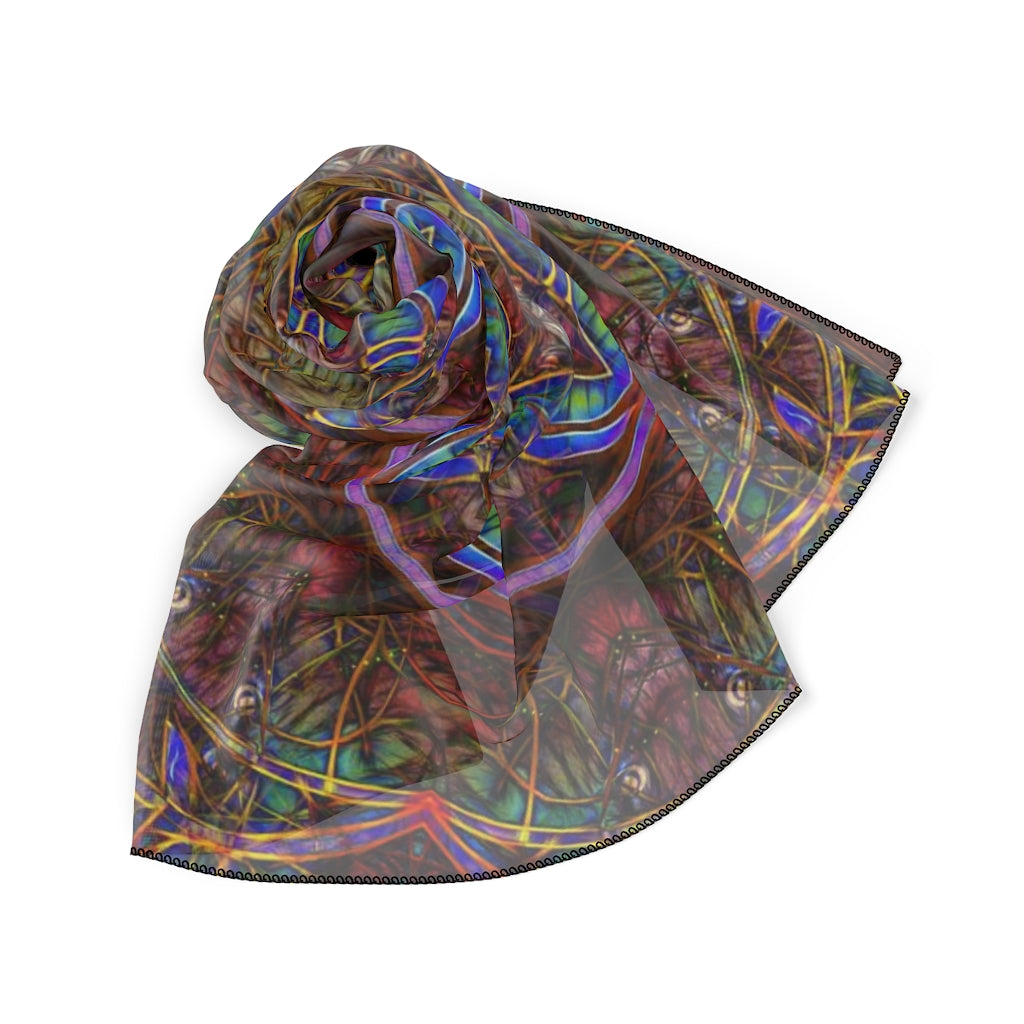 Blue Pink Windy Abstract Poly Scarf