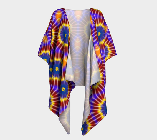 Rainbow Tie Dye Draped Kimono