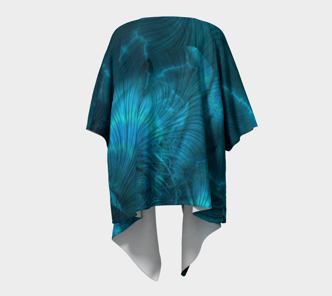 Blue Metallic Fractal Draped Kimono