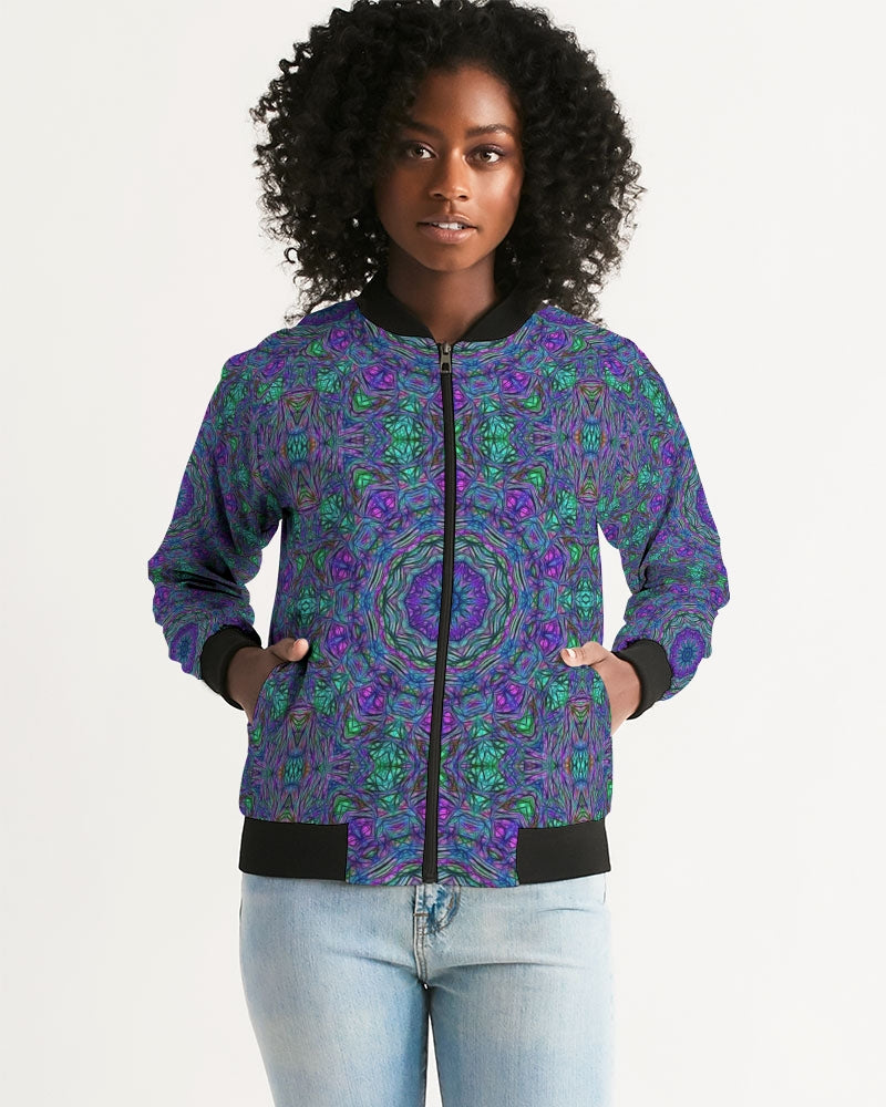 Blue Green Purple Kaleidoscope Women's Bomber Jacket