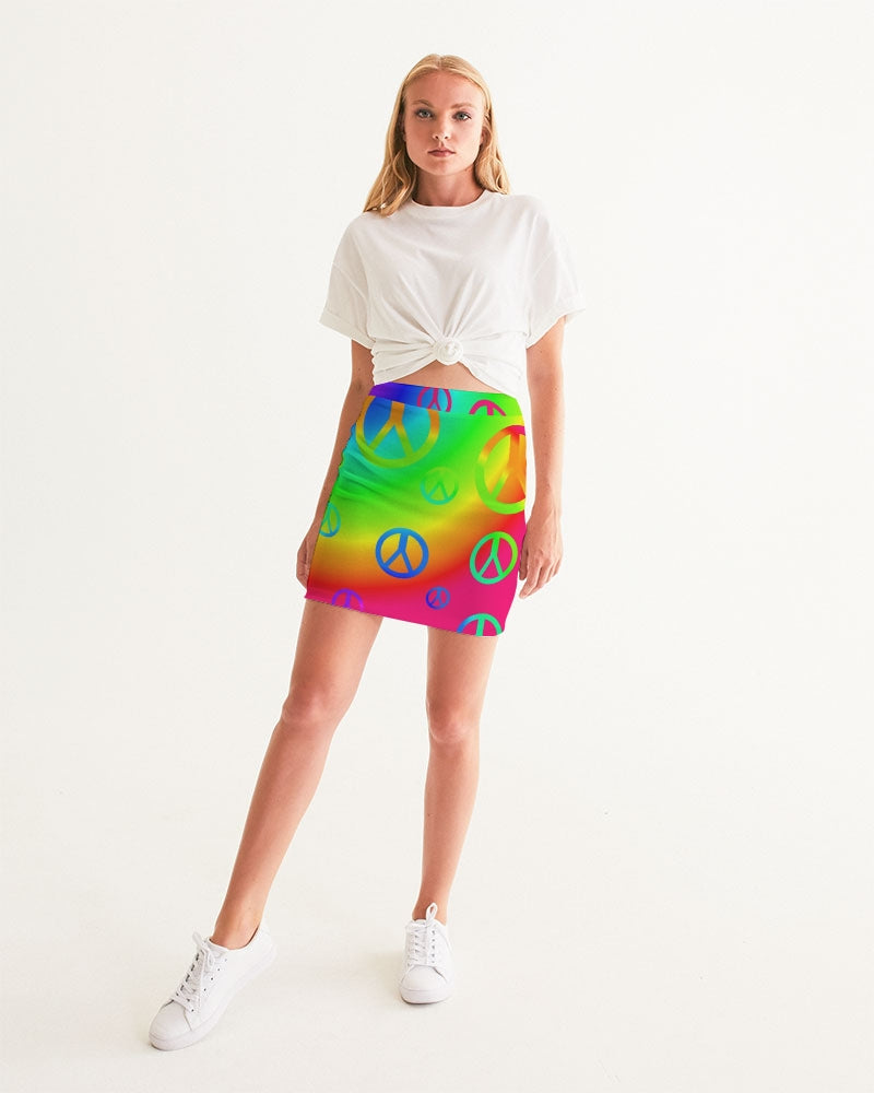 Rainbow Peace Signs Women's Mini Skirt