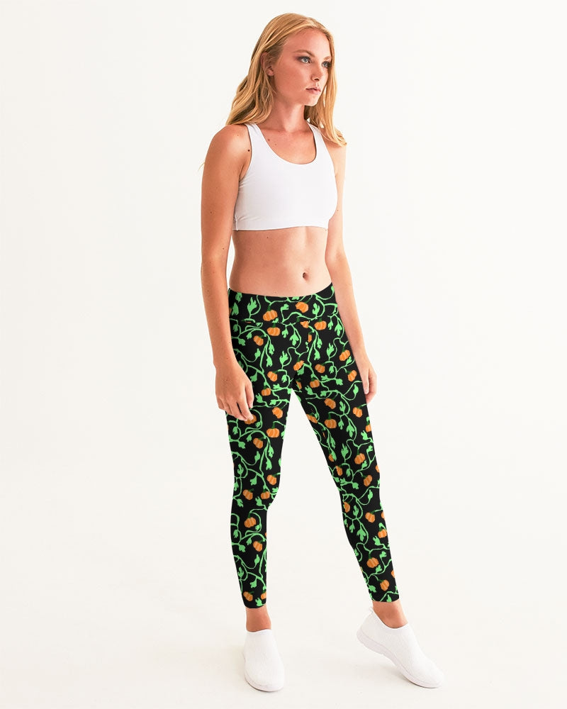 Pumpkin and Vines Patttern Women's Yoga Pants