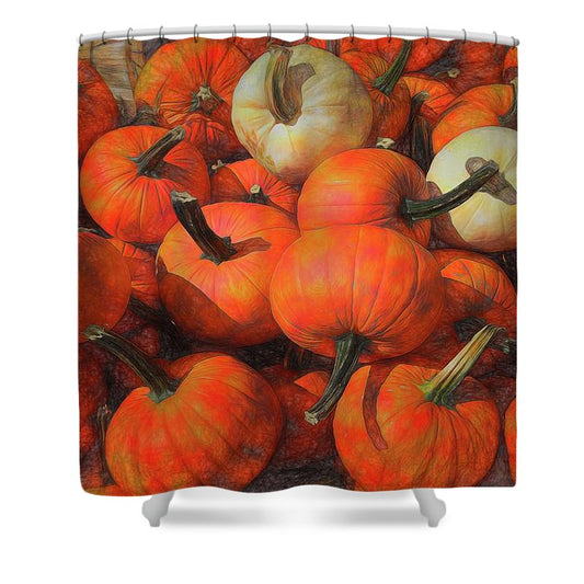 Fall Pumpkin Pile - Shower Curtain