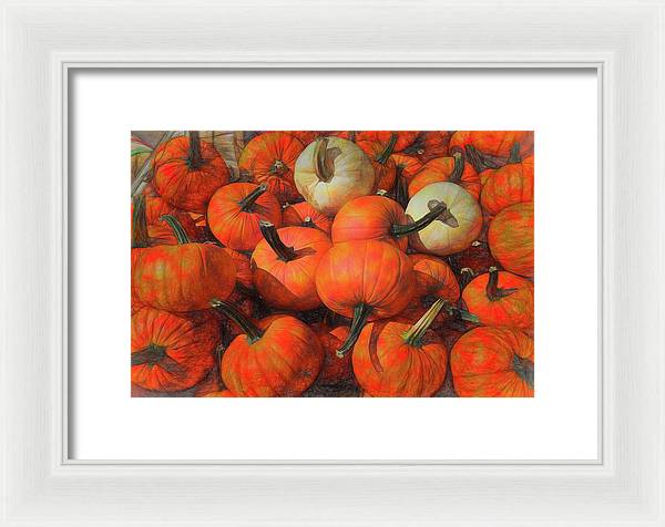 Fall Pumpkin Pile - Framed Print