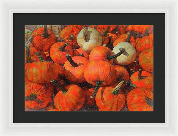 Fall Pumpkin Pile - Framed Print