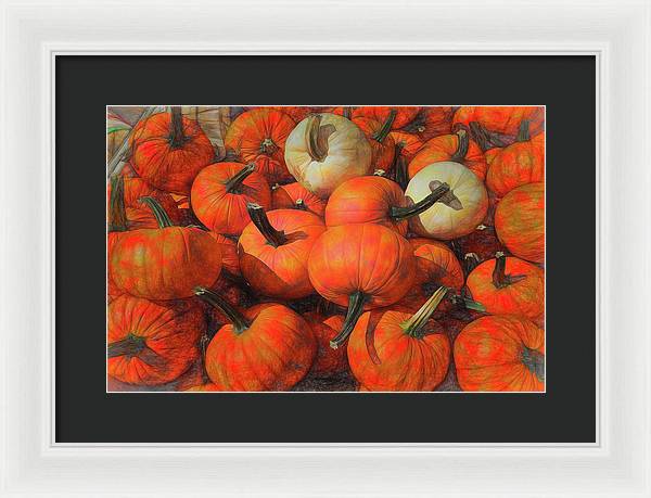 Fall Pumpkin Pile - Framed Print