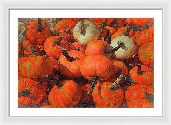 Fall Pumpkin Pile - Framed Print