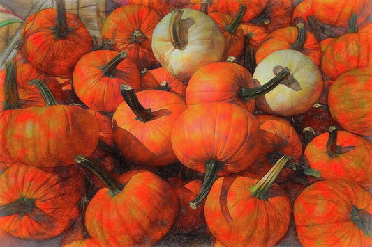 Fall Pumpkin Pile - Art Print