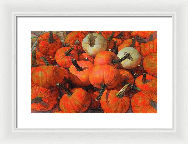 Fall Pumpkin Pile - Framed Print