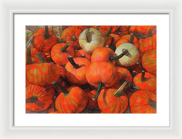Fall Pumpkin Pile - Framed Print