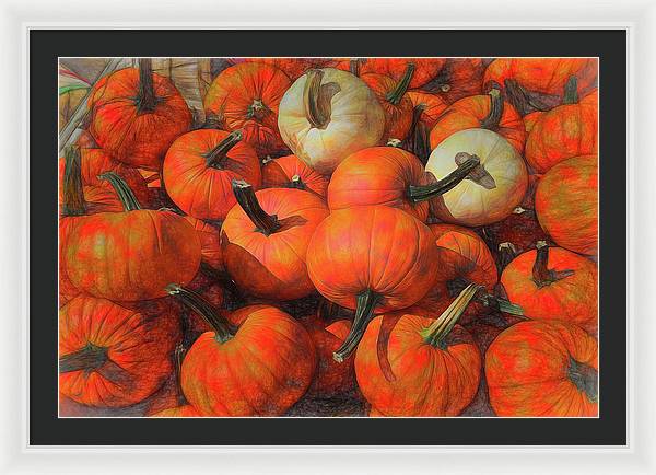 Fall Pumpkin Pile - Framed Print