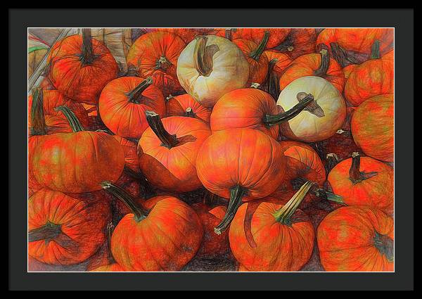 Fall Pumpkin Pile - Framed Print