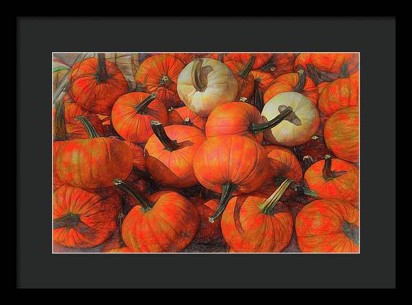 Fall Pumpkin Pile - Framed Print