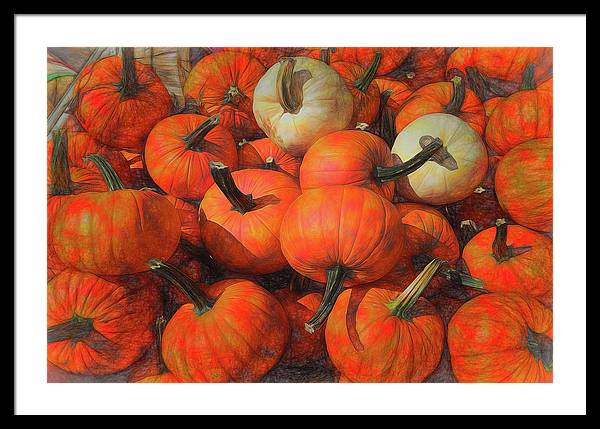 Fall Pumpkin Pile - Framed Print