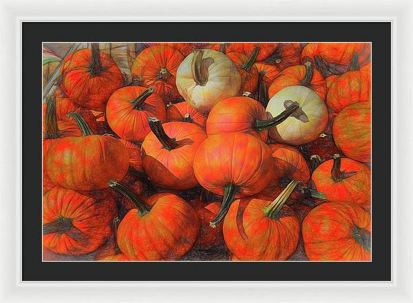 Fall Pumpkin Pile - Framed Print