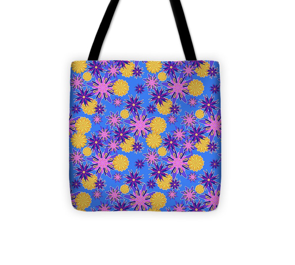 Fanciful Flowers on Powder Blue - Tote Bag