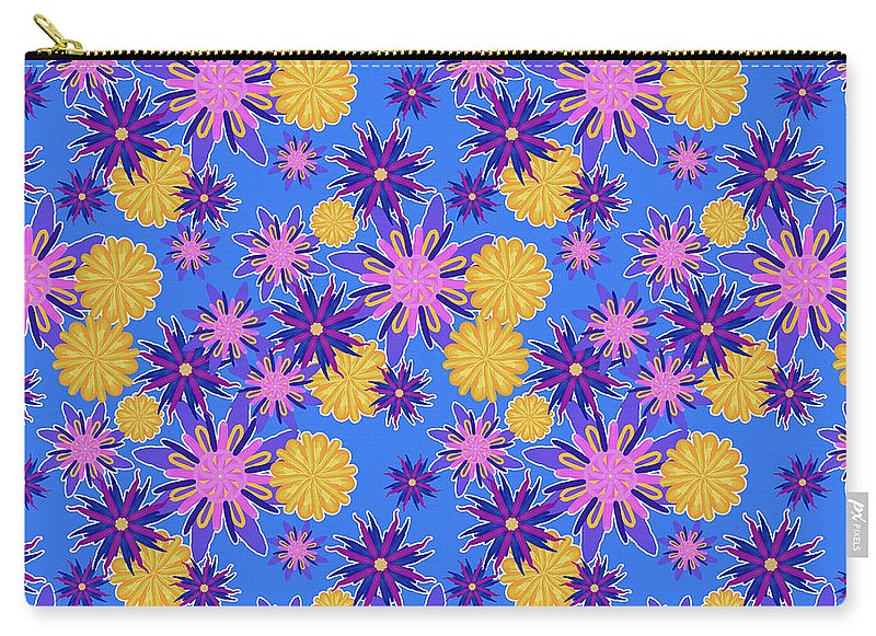 Fanciful Flowers on Powder Blue - Carry-All Pouch