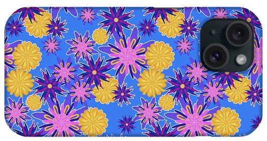 Fanciful Flowers on Powder Blue - Phone Case