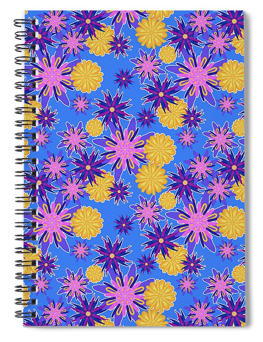Fanciful Flowers on Powder Blue - Spiral Notebook