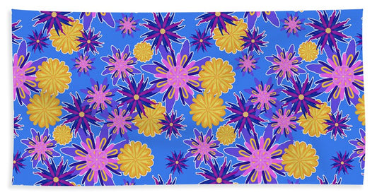 Fanciful Flowers on Powder Blue - Beach Towel