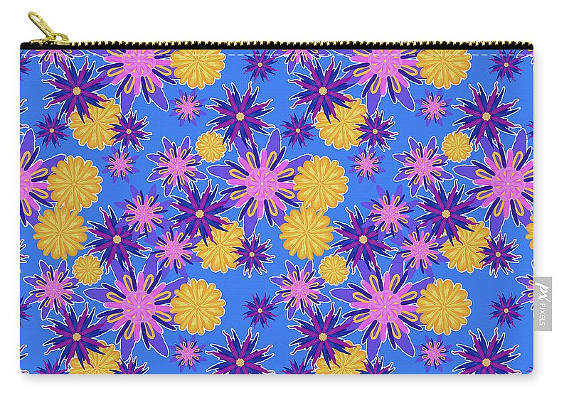 Fanciful Flowers on Powder Blue - Carry-All Pouch