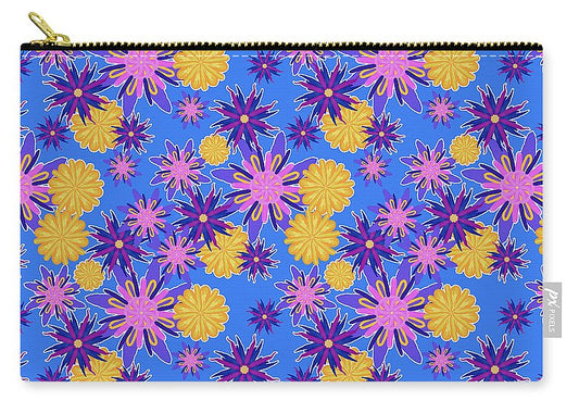 Fanciful Flowers on Powder Blue - Carry-All Pouch