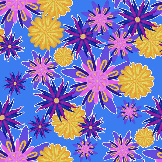 Fanciful Flowers On Powder Blue Digital Image Download