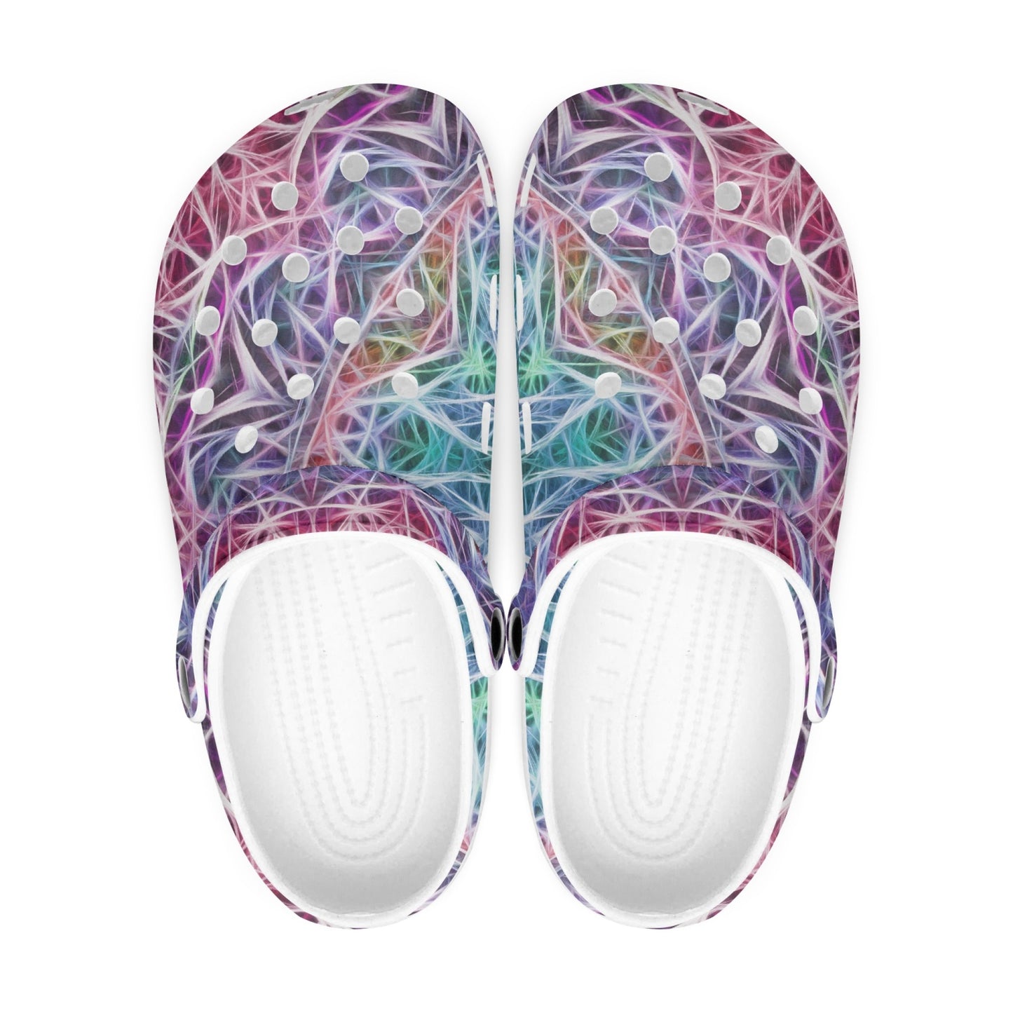 Blue and Pink Kaleidoscope 413. All Over Printed Clogs