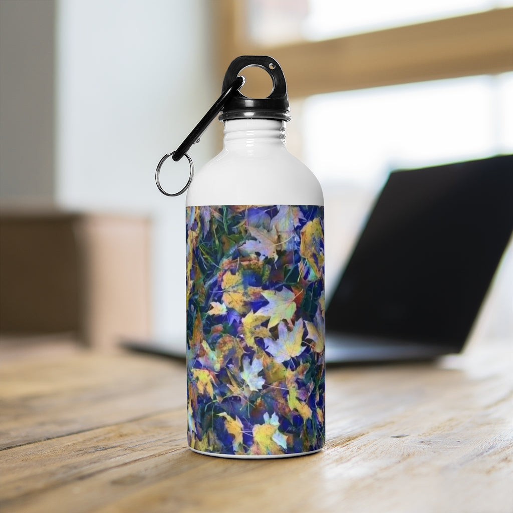 Late October Leaves In Blue Stainless Steel Water Bottle