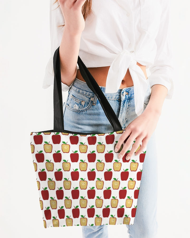 Apple Polkadots Canvas Zip Tote