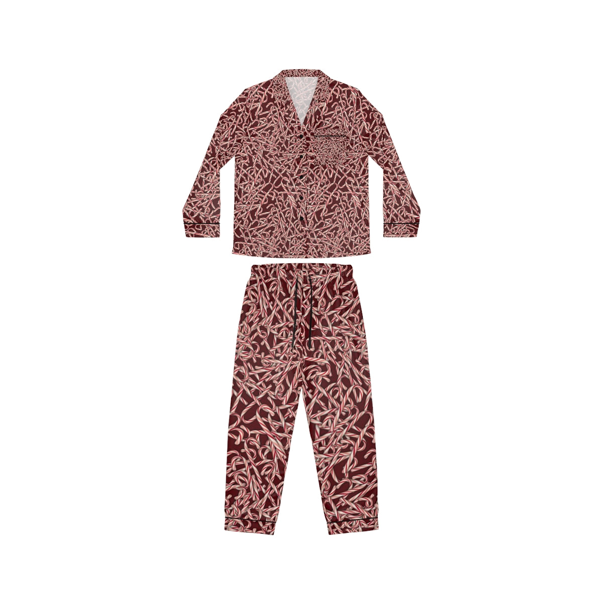 Candy Cane Pattern Women's Satin Pajamas (AOP)