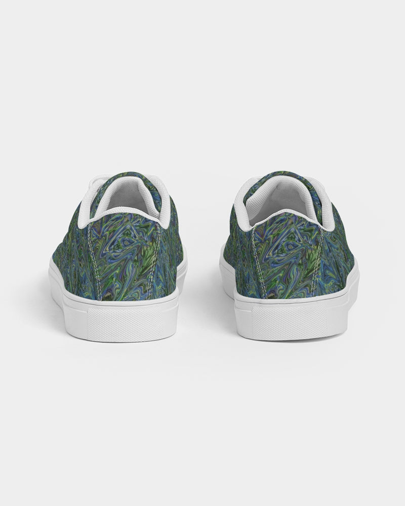 Blue Green Liquid Marbling Men's Faux-Leather Sneaker