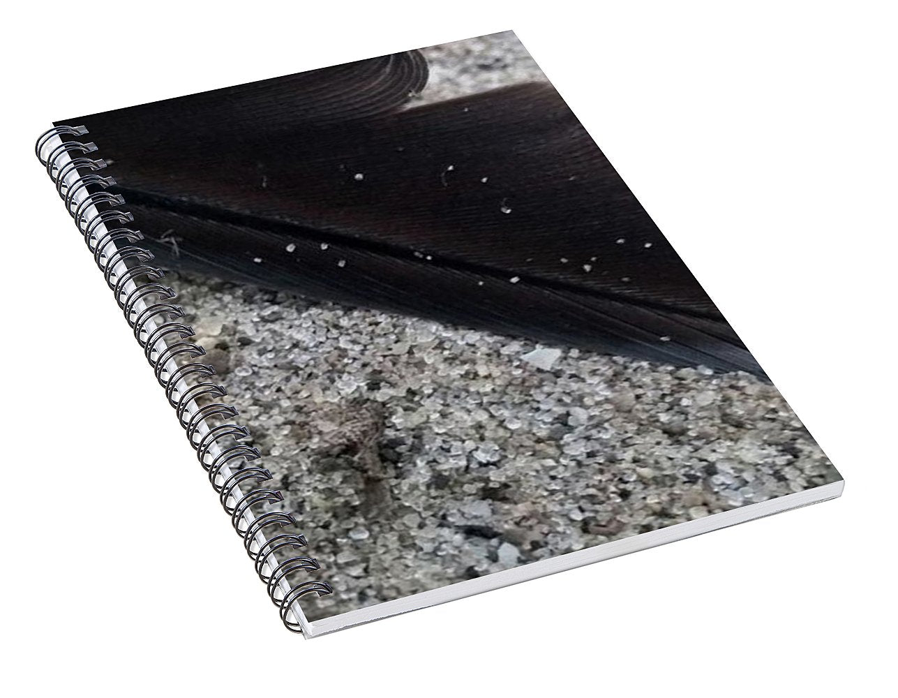 Feather On The Beach - Spiral Notebook