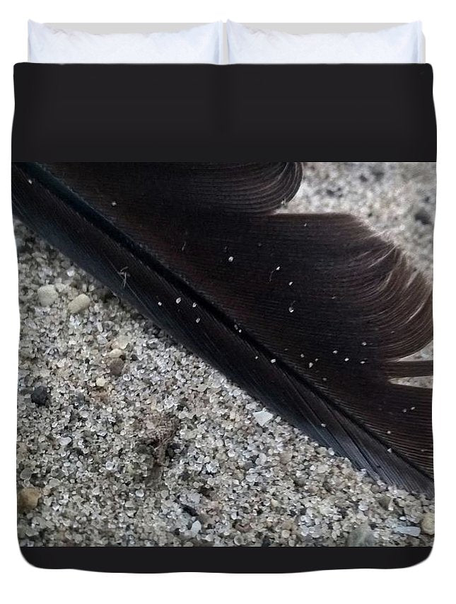 Feather On The Beach - Duvet Cover