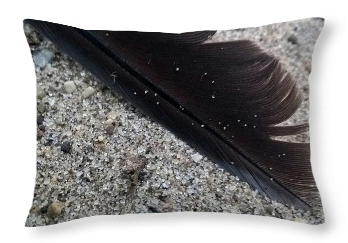 Feather On The Beach - Throw Pillow