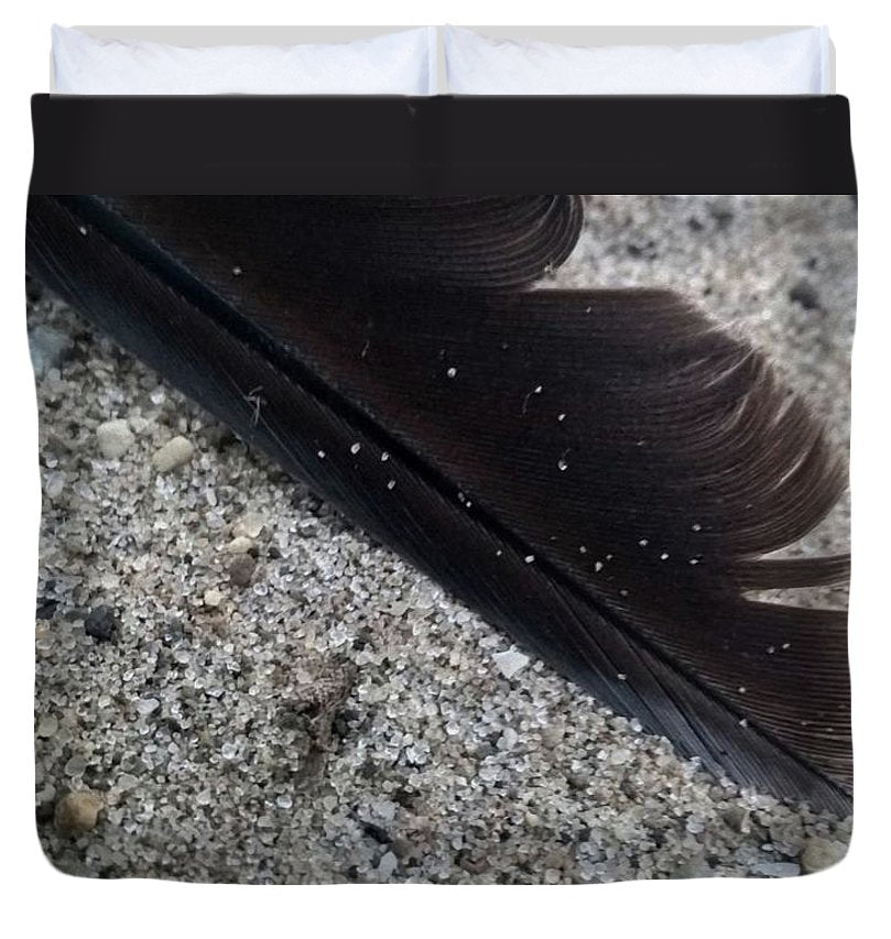 Feather On The Beach - Duvet Cover