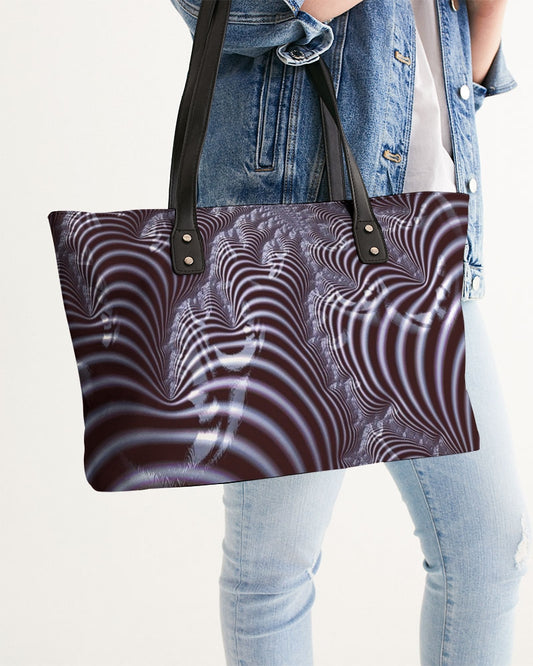 Black and White Spiral Fractal Stylish Tote