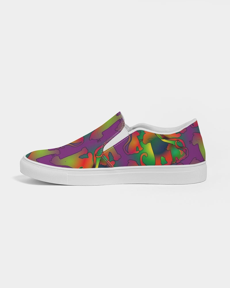 Abstract Rainbow Cats Pattern Women's Slip-On Canvas Shoe