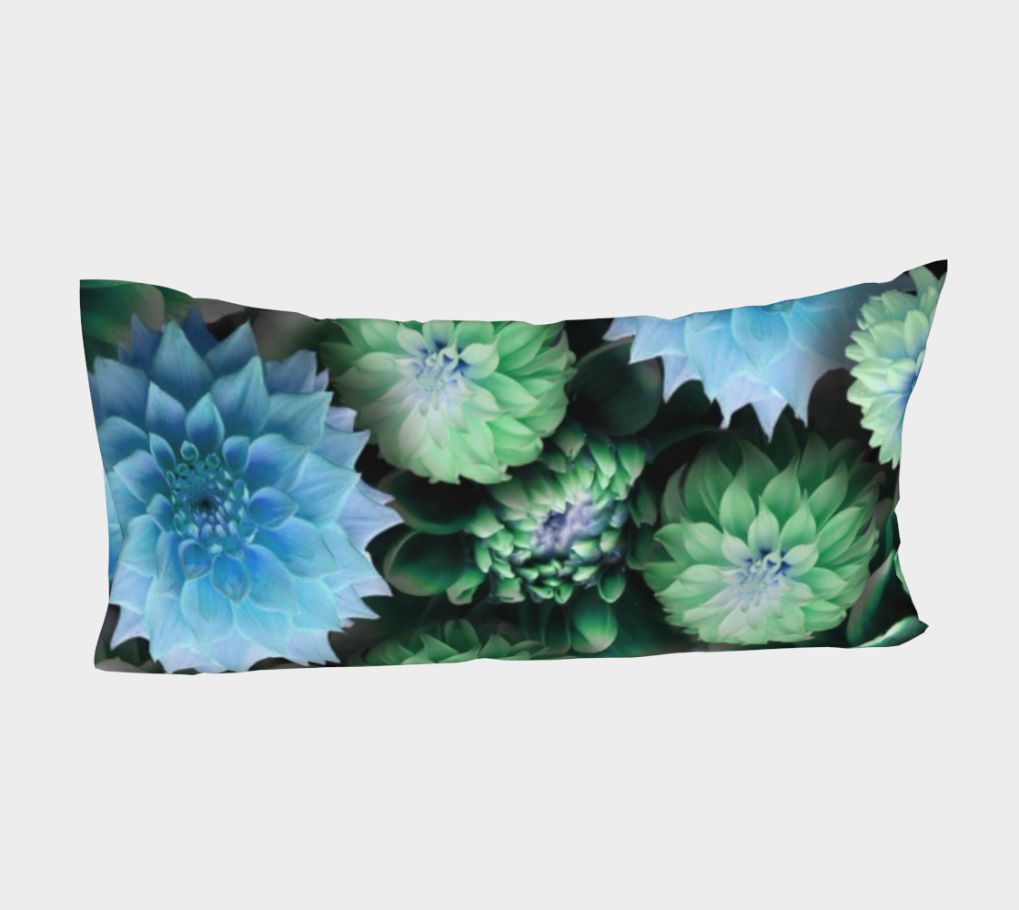 Blue Green Dahlias Bed Pillow Sleeve
