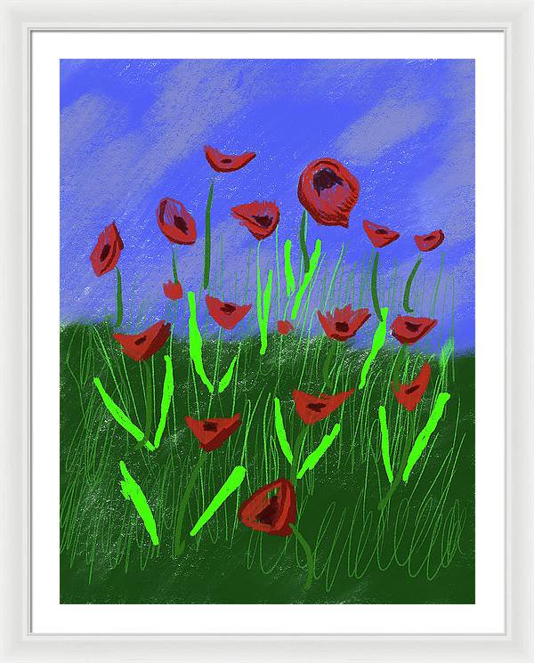 Field Of Poppies - Framed Print