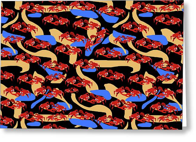 Fighting Crabbies Pattern - Greeting Card