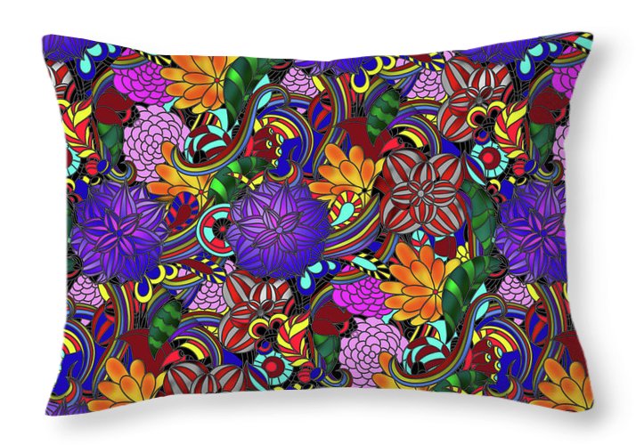 Flowers and Rainbows - Throw Pillow