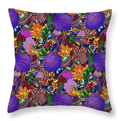 Flowers and Rainbows - Throw Pillow