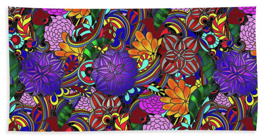 Flowers and Rainbows - Beach Towel