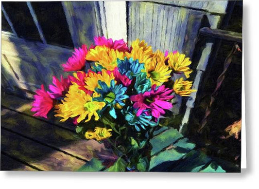 Flowers At The Door - Greeting Card