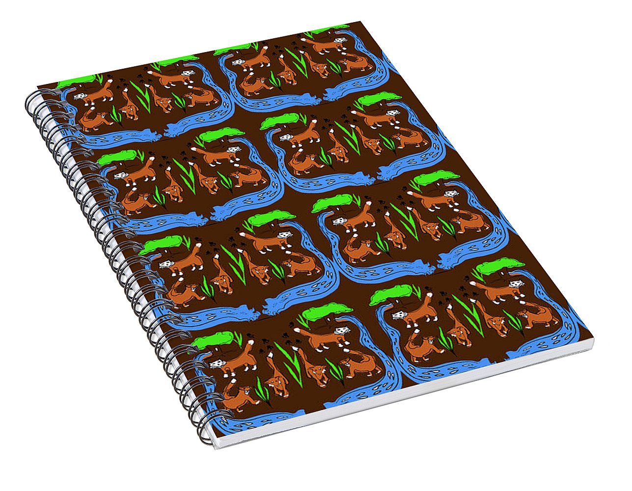 Foxes Pattern - Spiral Notebook