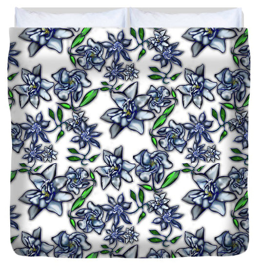 Gardenias on White - Duvet Cover