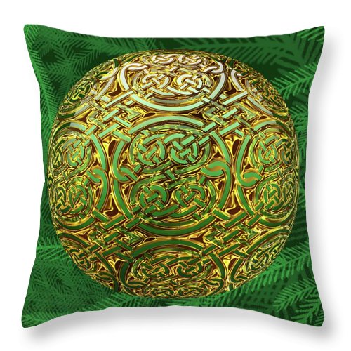 Gold Celtic Christmas Ornament - Throw Pillow