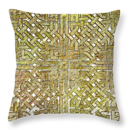 Gold Celtic Knot Square - Throw Pillow