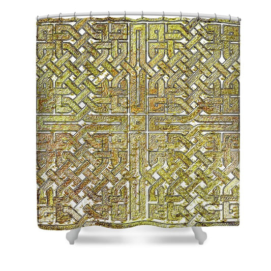 Gold Celtic Knot Square - Shower Curtain